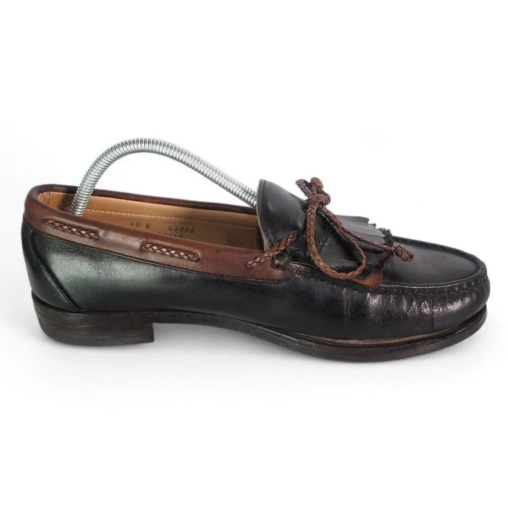 Allen Edmonds Woodstock Kiltie Leather Loafers Black Brown 47212 Men's 10E‎